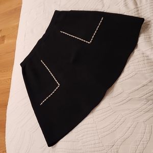 Sandro black skirt with pale pink rhinestones and faux pearls